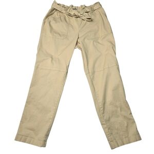 Chaps Paperbag Tie Waist Cropped Khaki Pants